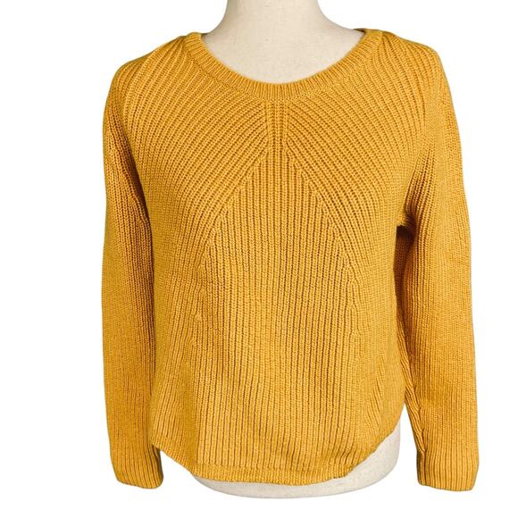 Theory Jaydee Rib Knit Pullover Sweater 100% Wool Gold Women's Large - Picture 2 of 7